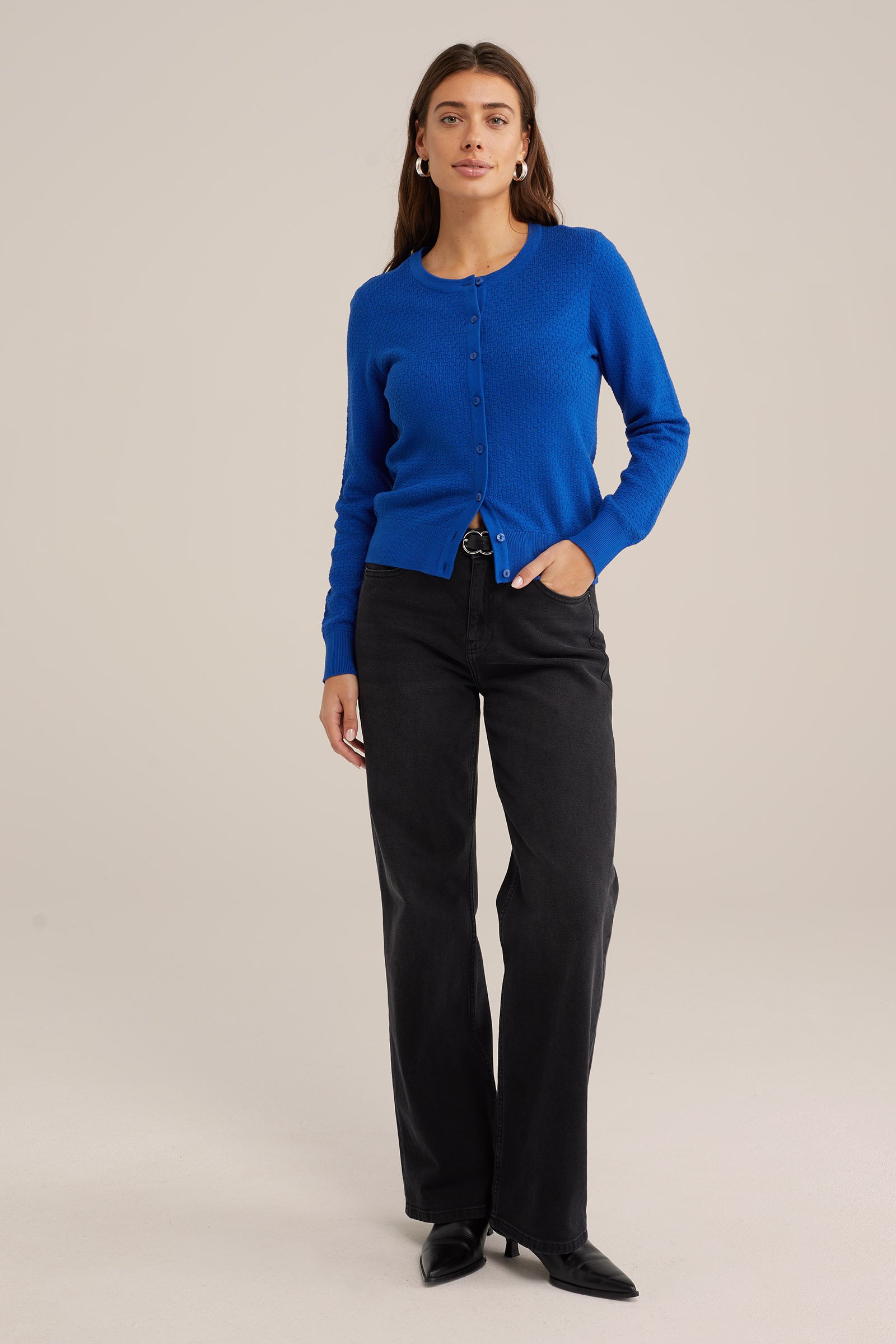vest met structuur WE Fashion Kobaltblauw