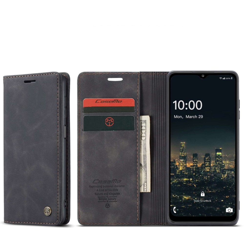 Samsung Galaxy A32 5G Leder Tasche Flip Wallet Etui mit Kartenfächern - Schwarz