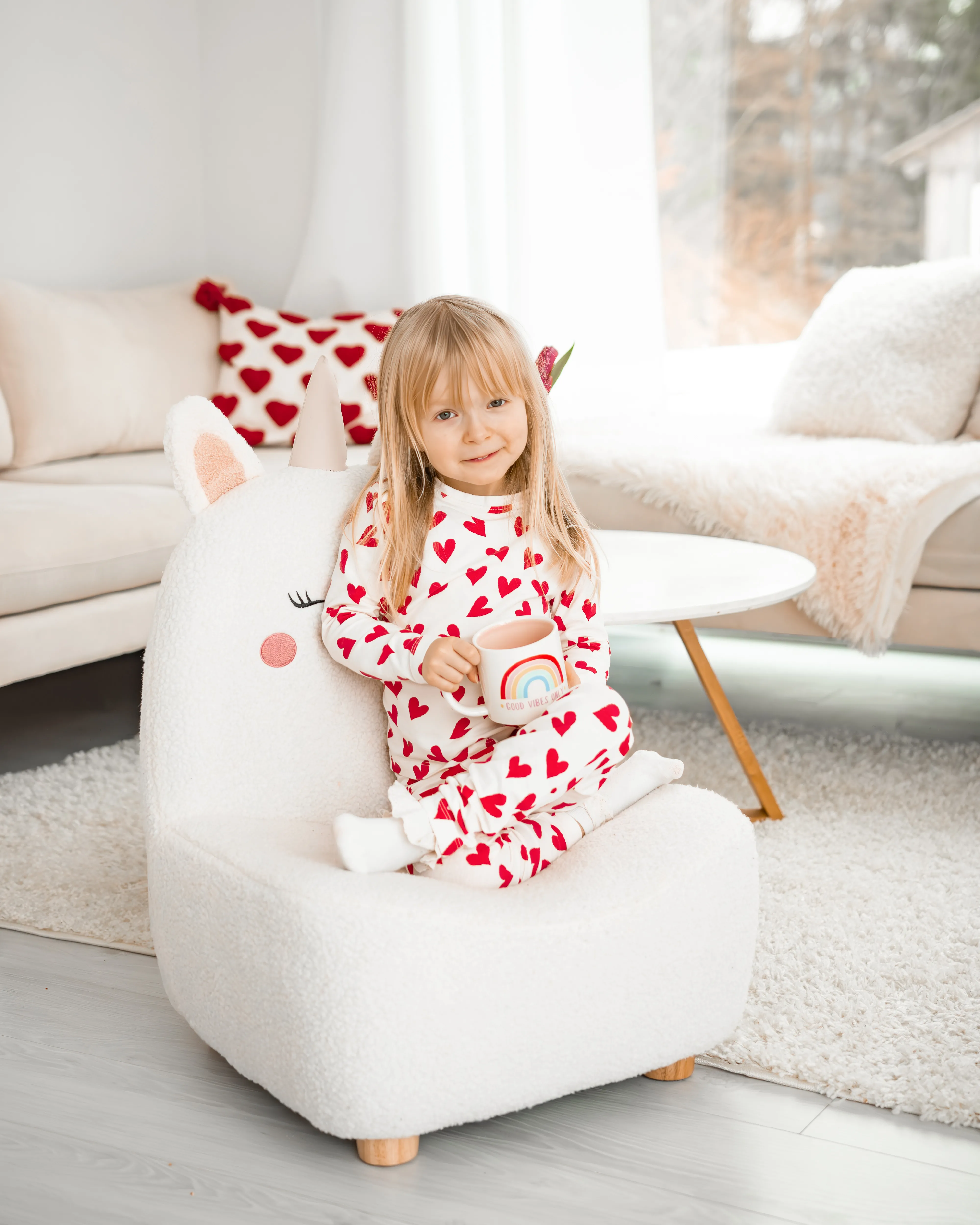 Kinderfauteuil Eenhoorn LULEA Bouclé Gebroken wit