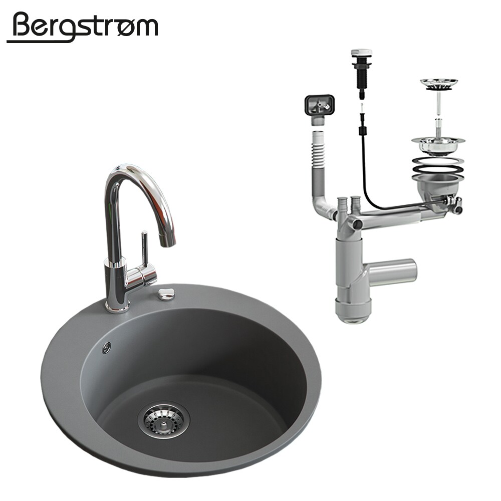 Granit Spüle Küchenspüle Einbauspüle Spülbecken+Drehexcenter+Siphon Grau