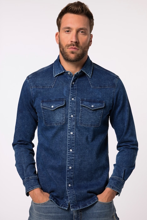 JP 1880 Jeanshemd FLEXNAMIC®, Denim, Langarm, Kentkragen, Modern Basic Fit, bis 8 XL