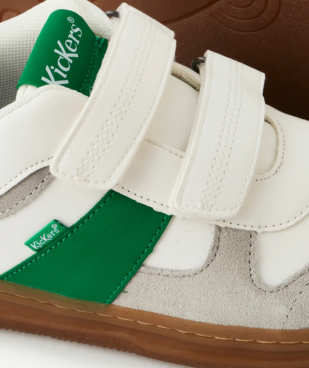 KICKERSBASKETS KALIDO GRIS BLANC ET VERT AVEC SCRATCH