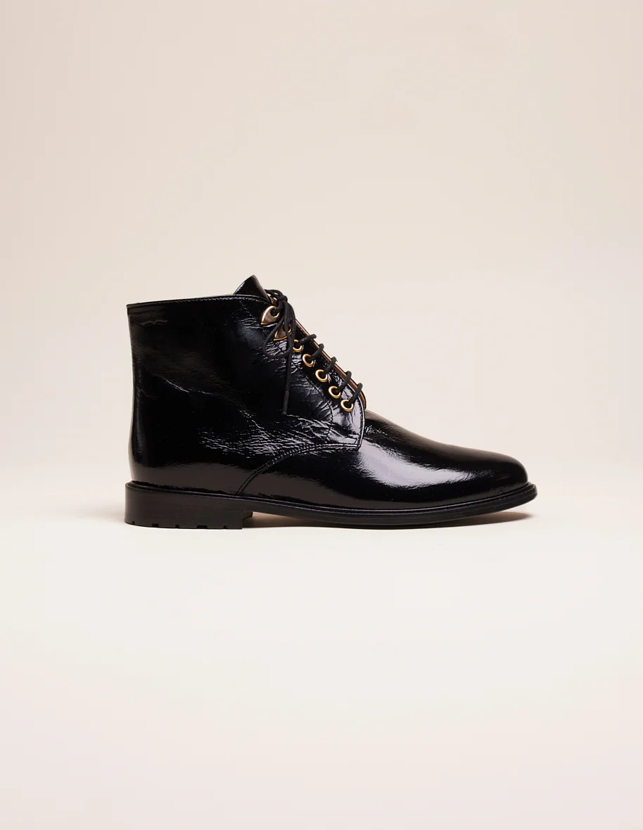 Bottines à lacets Laurène - Cuir naplak noir