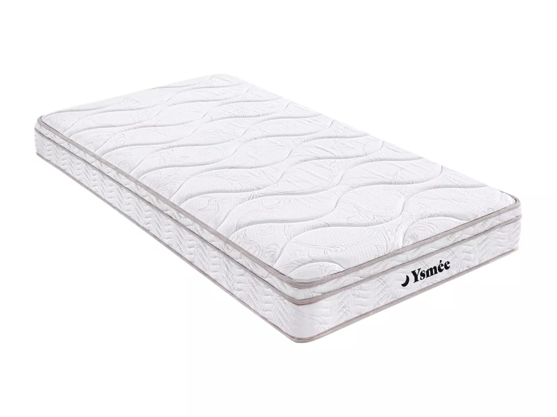 Ensemble 90 x 200 cm cadre à lattes + matelas ressorts 3 zones et mémoire de forme ép.20cm - WOLKENTANZ de YSMÉE