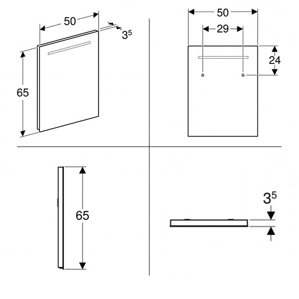 Geberit Renova Compact spiegel met verlichting 50x65cm