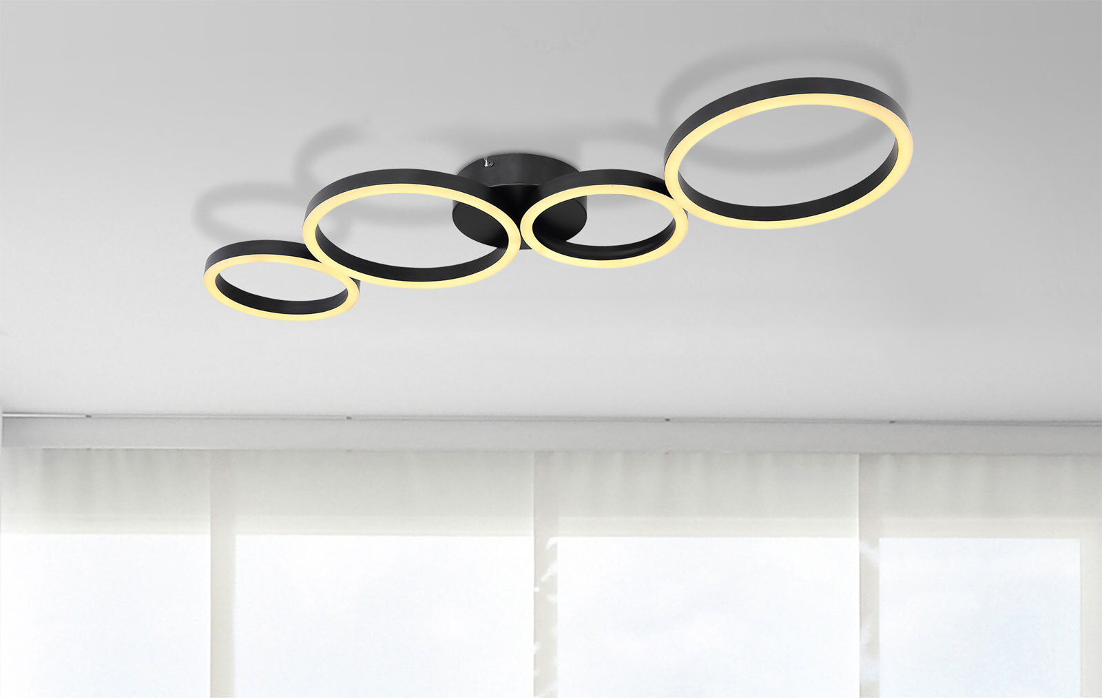 VENOSA Deckenlampe schwarz 67229-35B, B/H/T: 88,5 x 6,5 x 33 cm, Kunststoff, Metall