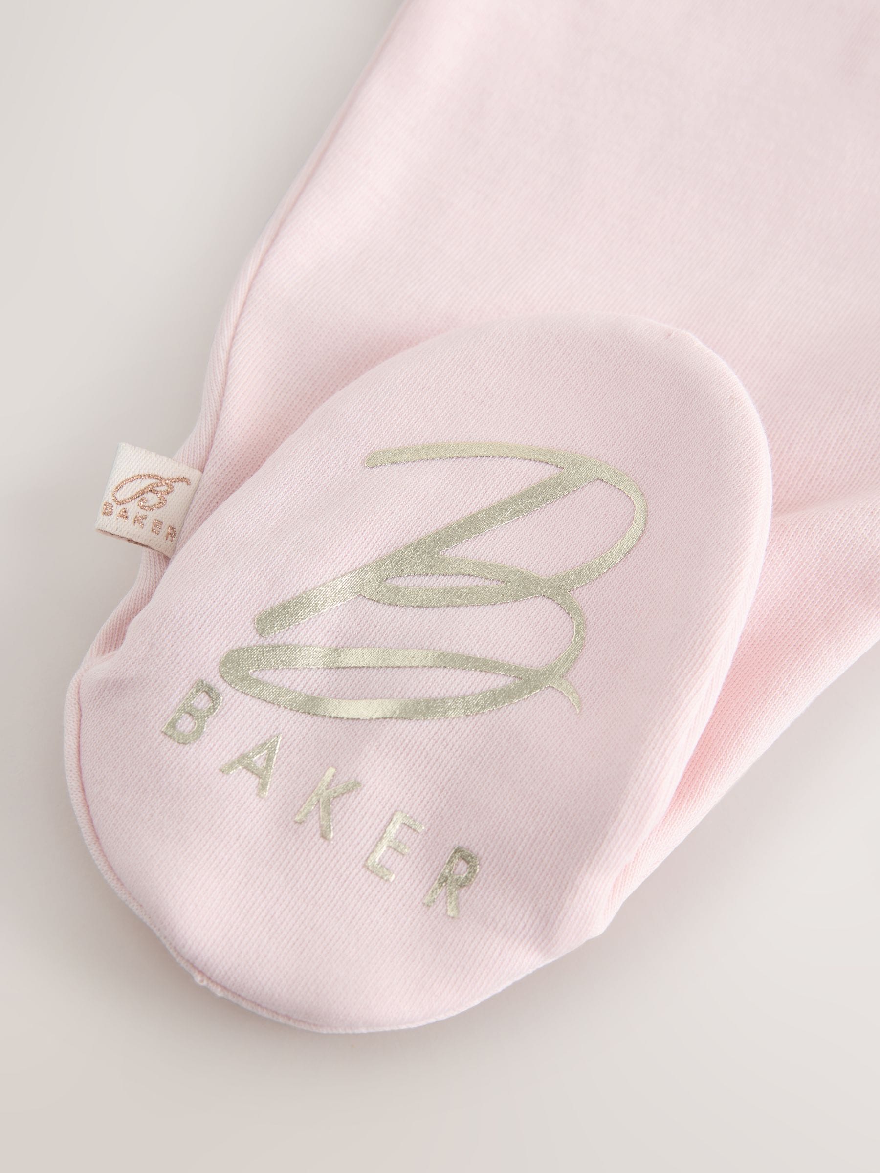 Baker by Ted Baker 2 Piece Pink Varsity Print Sleepsuit & Hat Set
