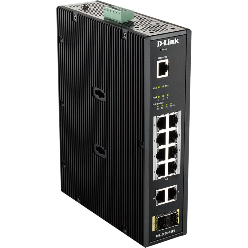 D-Link DIS-200G-12PS commutateur réseau Géré L2 Gigabit Ethernet (10/100/1000) Connexion Ethernet, supportant l'alimentation via ce port (PoE) Noir