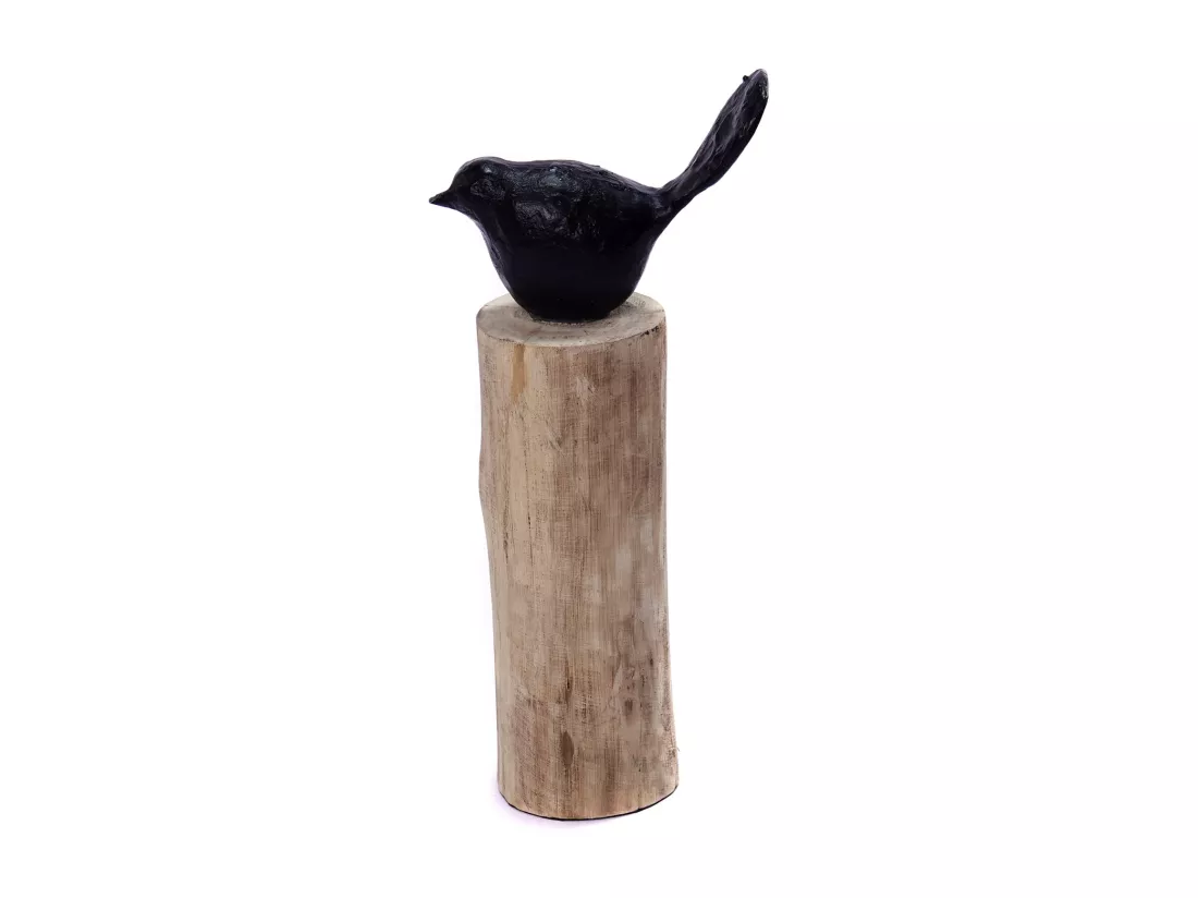 SCULPTURE VOGEL Birdy II Socle en bois de mangue noir-nature
