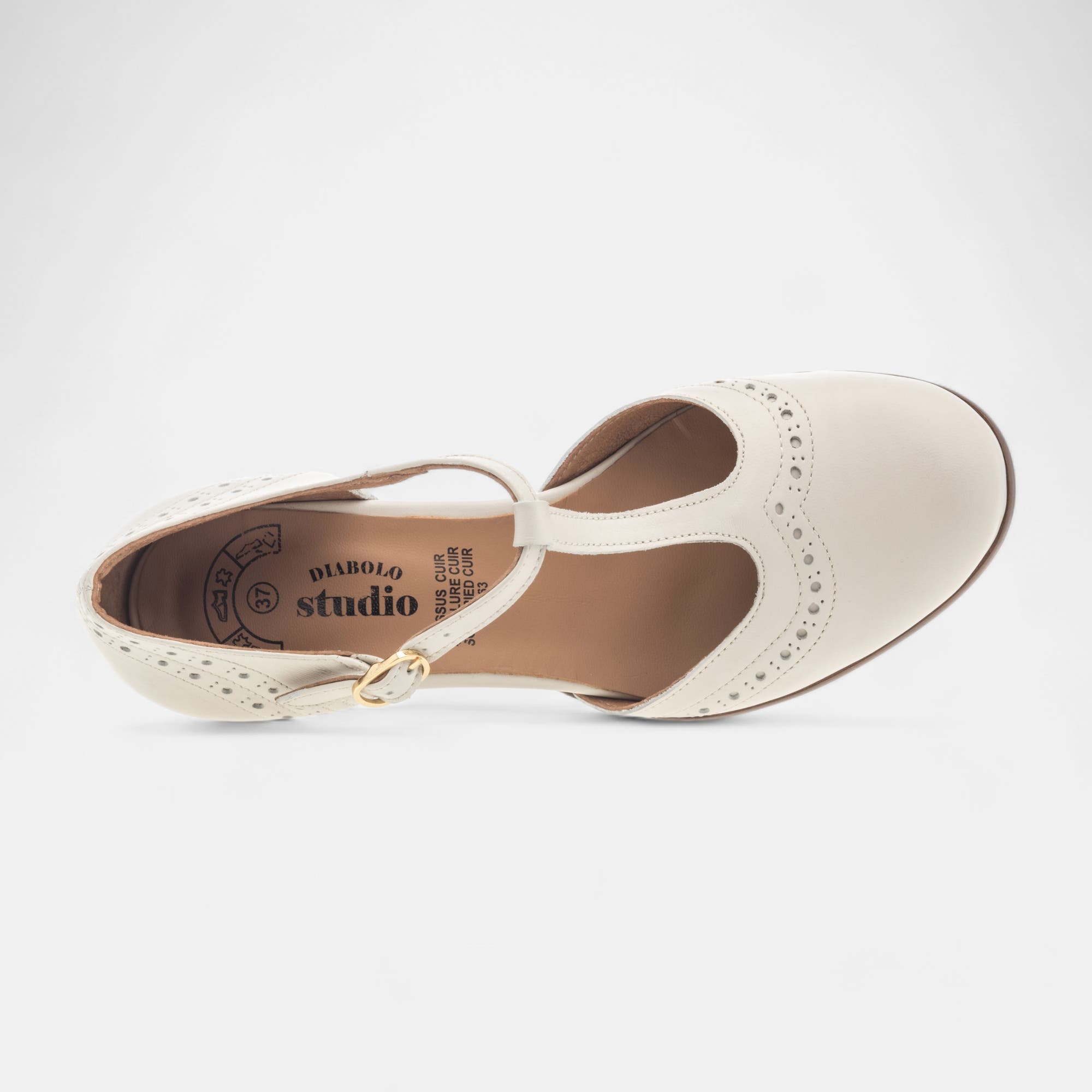 Escarpins quartiers ouverts à talon Femme en cuir beige