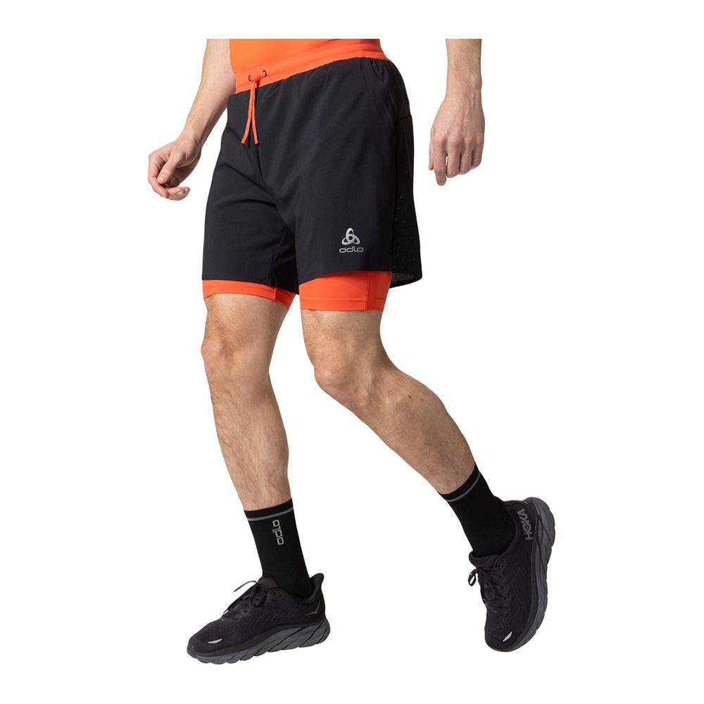 Odlo X-ALP TRAIL 6 INCH 2IN1 - Short Homme black/firelight