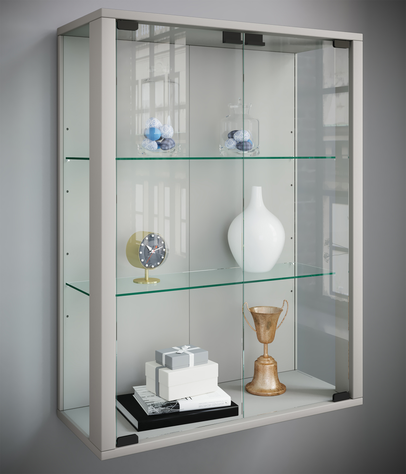 Hängevitrine UDINA - silber - 60 cm breit