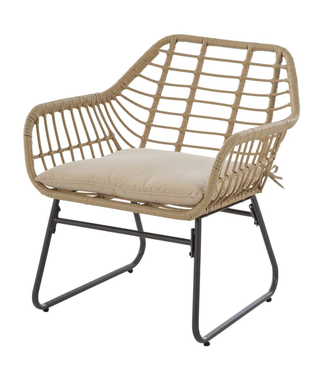 Salon de jardin 4 places Lambada - 2 fauteuils, un canapé et 1 table basse - Beige