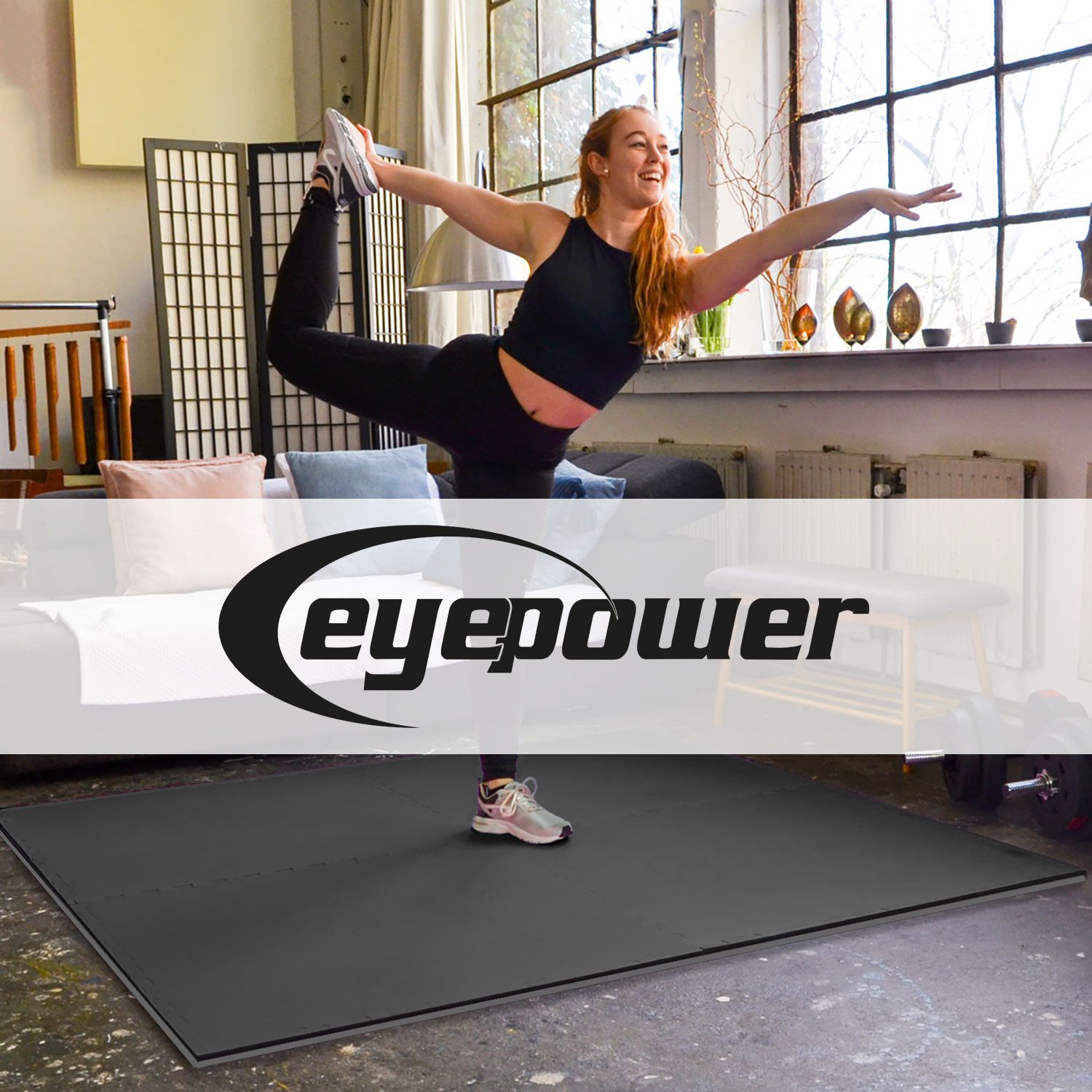 eyepower Bodenschutz-Fitnessmatte 50x50x2 cm 4er Set