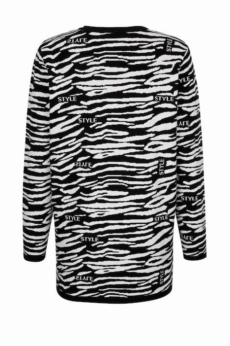 Pullover, Allovermuster mit Schrift, V-Ausschnitt, Langarm