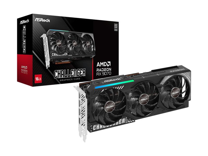 ASRock Grafikkarte Radeon RX 9070 Challenger 16 GB Gamer-Grafikkarte mit 16 GB GDDR6-Speicher, ermöglicht Auflösungen bis zu 8k