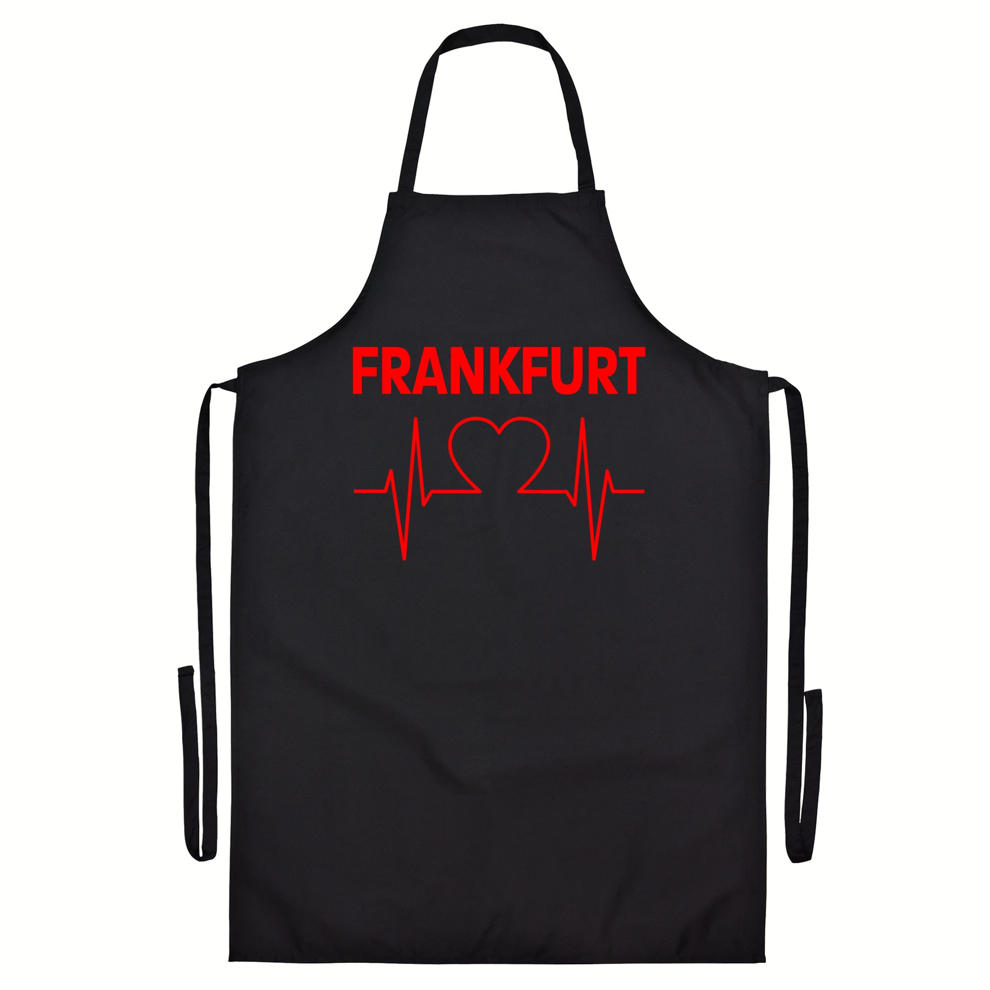 multifanshop® Grillschürze - Frankfurt - Herzschlag - Druck rot