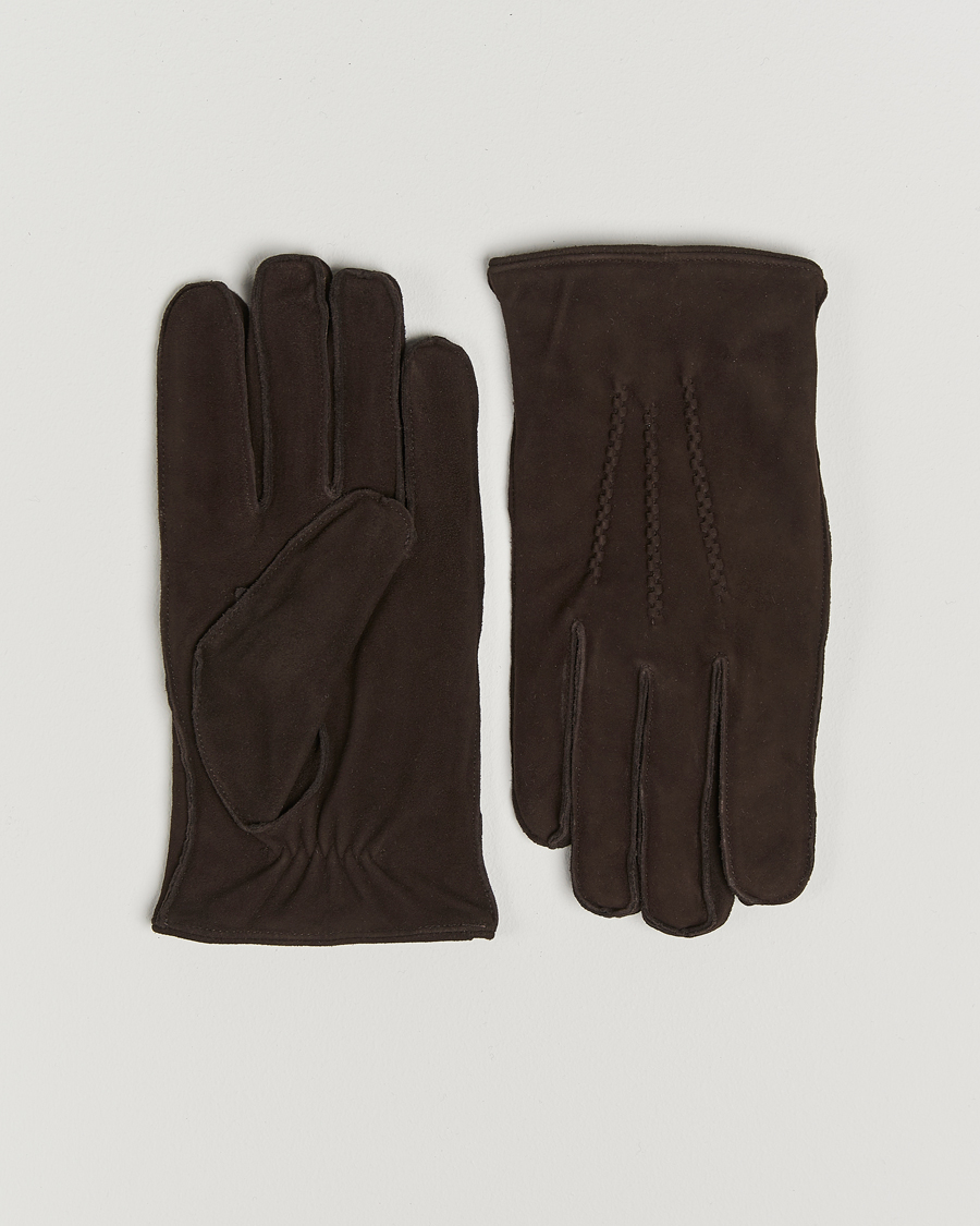 Amanda Christensen Lined Suede Gloves Brown