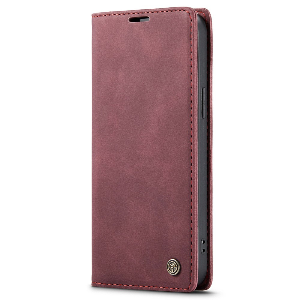 iPhone 15 Pro Leder Tasche Flip Wallet Etui mit Kartenfächern - Rot
