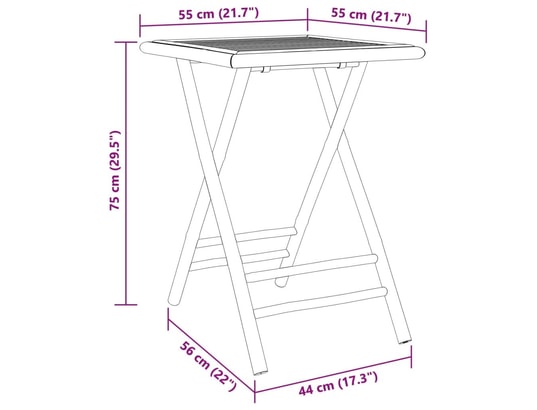 VIDAXL - Table pliante Table de jardin pliable 55x55x75 cm bambou