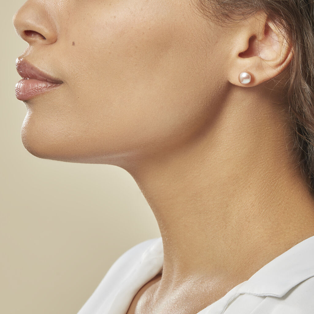 Boucles D'oreilles Puces Ursulina Or Jaune Perle De Culture