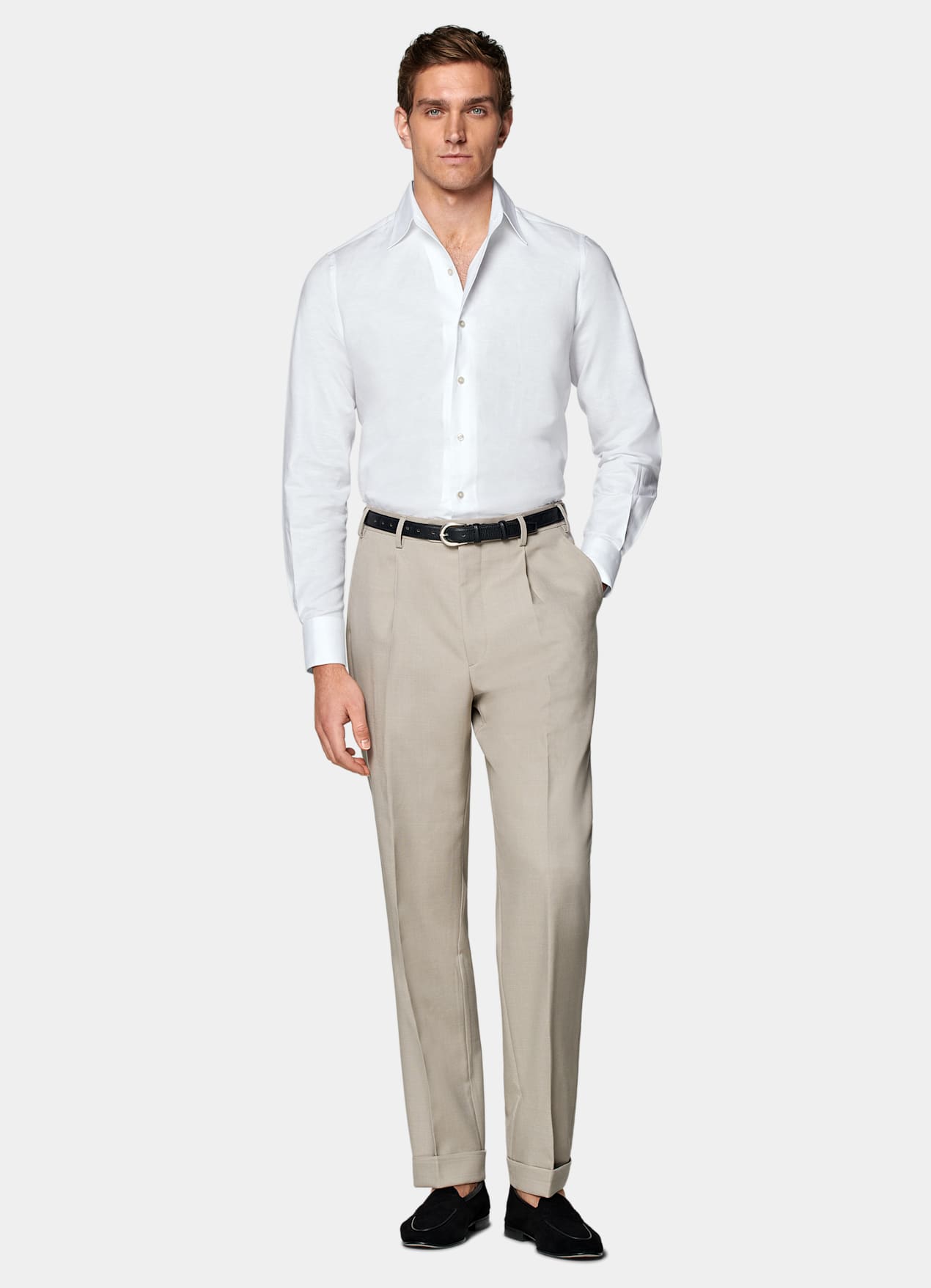 Chemise coupe ajustée avec col d'une seule pièce blanche