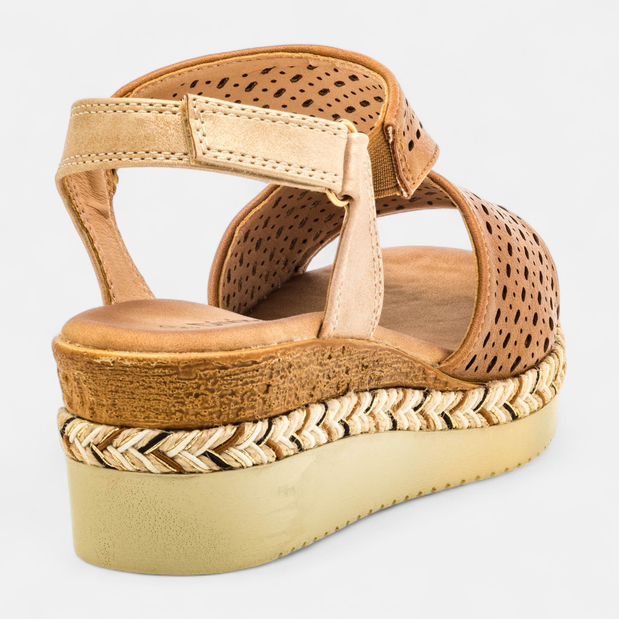 Sandales à talon compensé Femme cognac