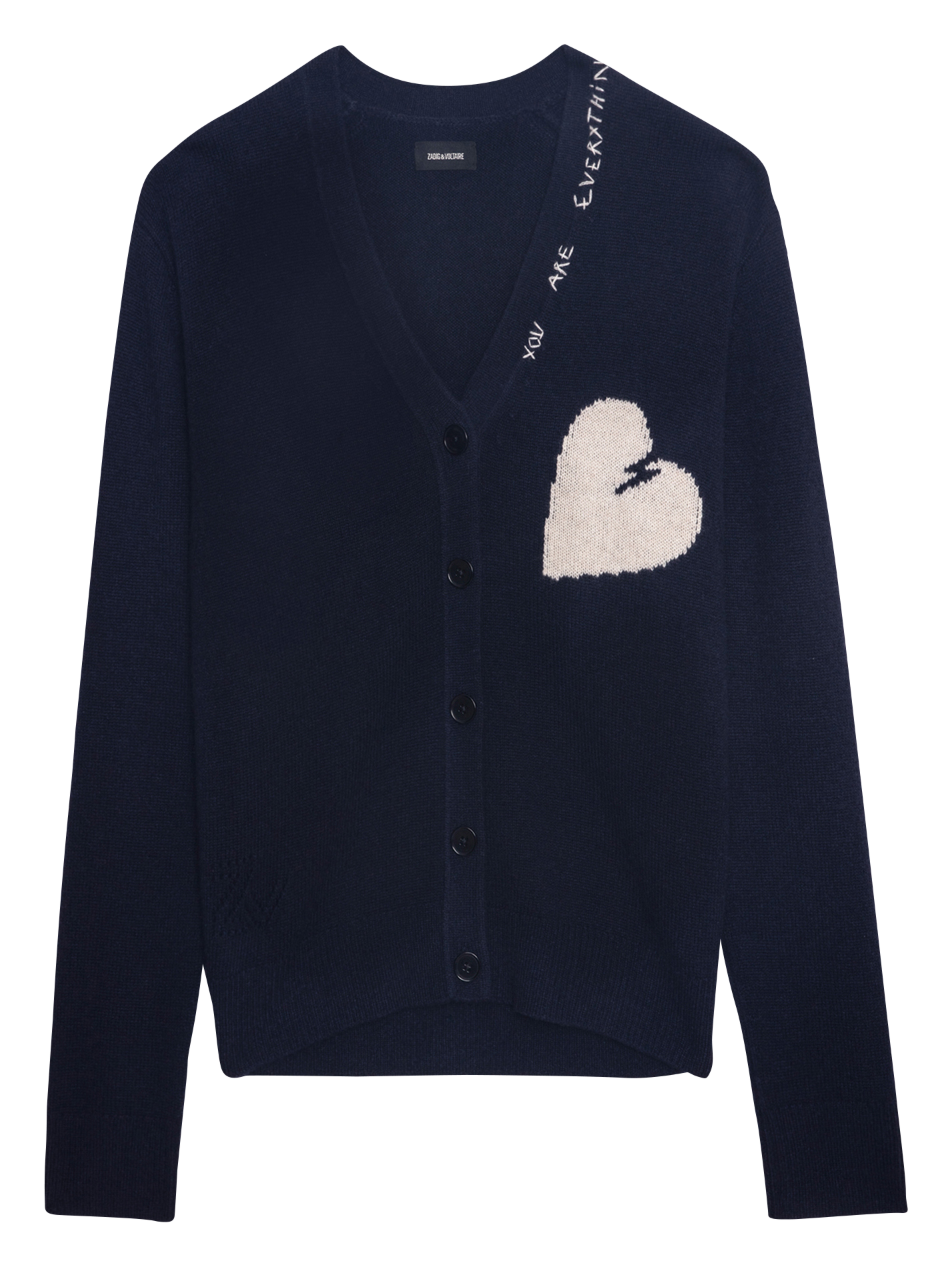 TRAVIA - Cardigan brodé en cachemire | Bleu