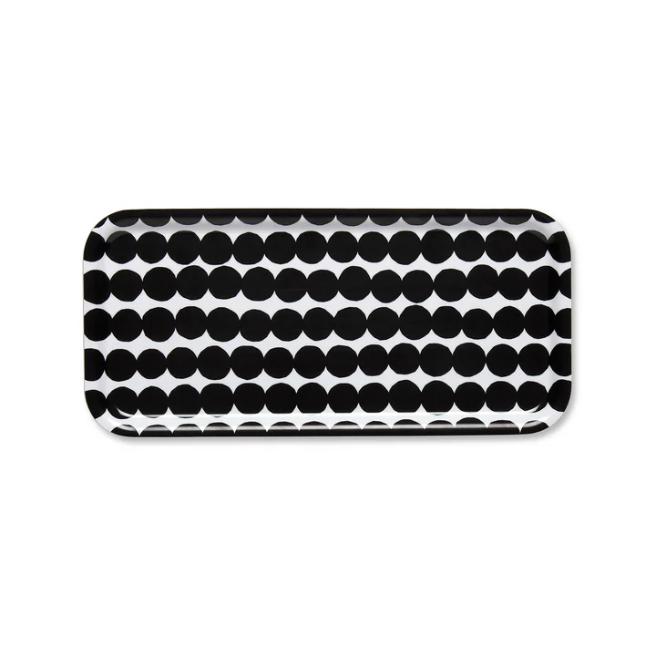 Marimekko - Räsymatto Tablett, 15 x 32 cm, schwarz / weiss