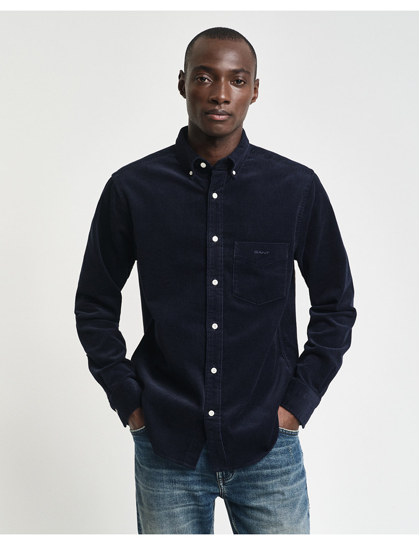 Regular Fit Blue Corduroy Shirt