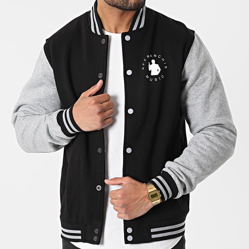 Veste Teddy Silhouette Noir Gris Chiné Blanc