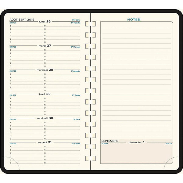 Exacompta Agenda de poche semainier à spirales ESPACE 17 - 9 x 17,5 cm Noir - 2026