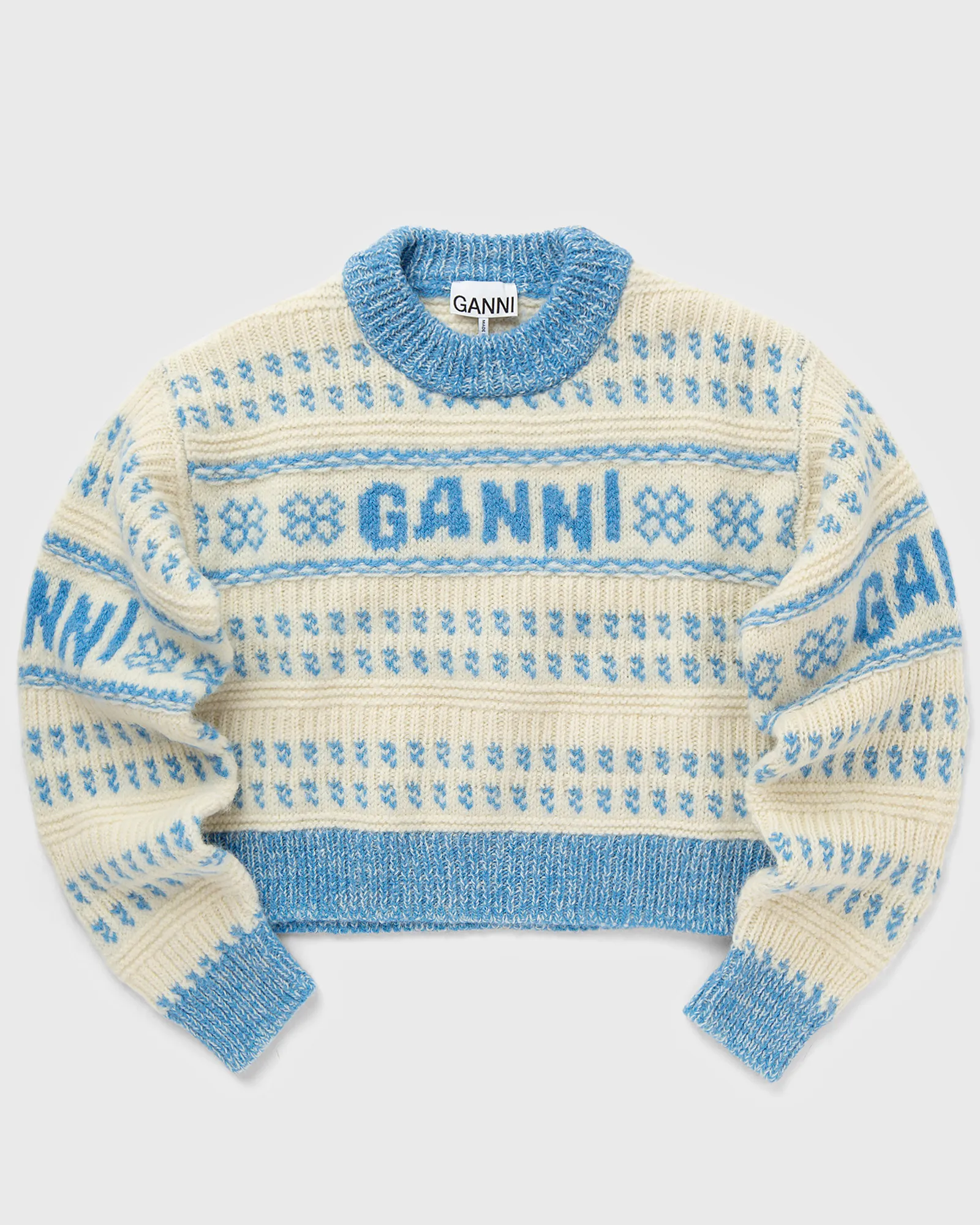 Ganni Graphic Lambswool Cropped O-neck