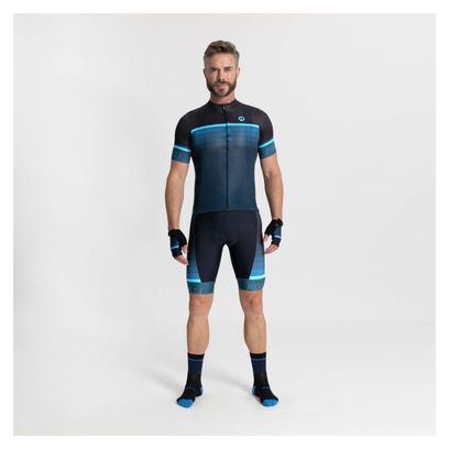 Maillot Manches Courtes Velo Rogelli Hero II - Homme - Bleu/Noir