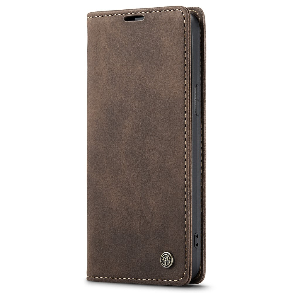 iPhone 15 Pro Max Leder Tasche Flip Wallet Etui mit Kartenfächern - Dunkelbraun