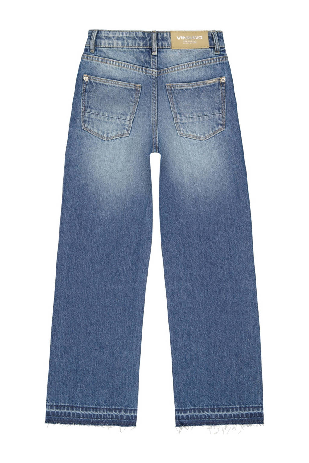 Vingino loose fit jeans Cato met slijtage blue vintage