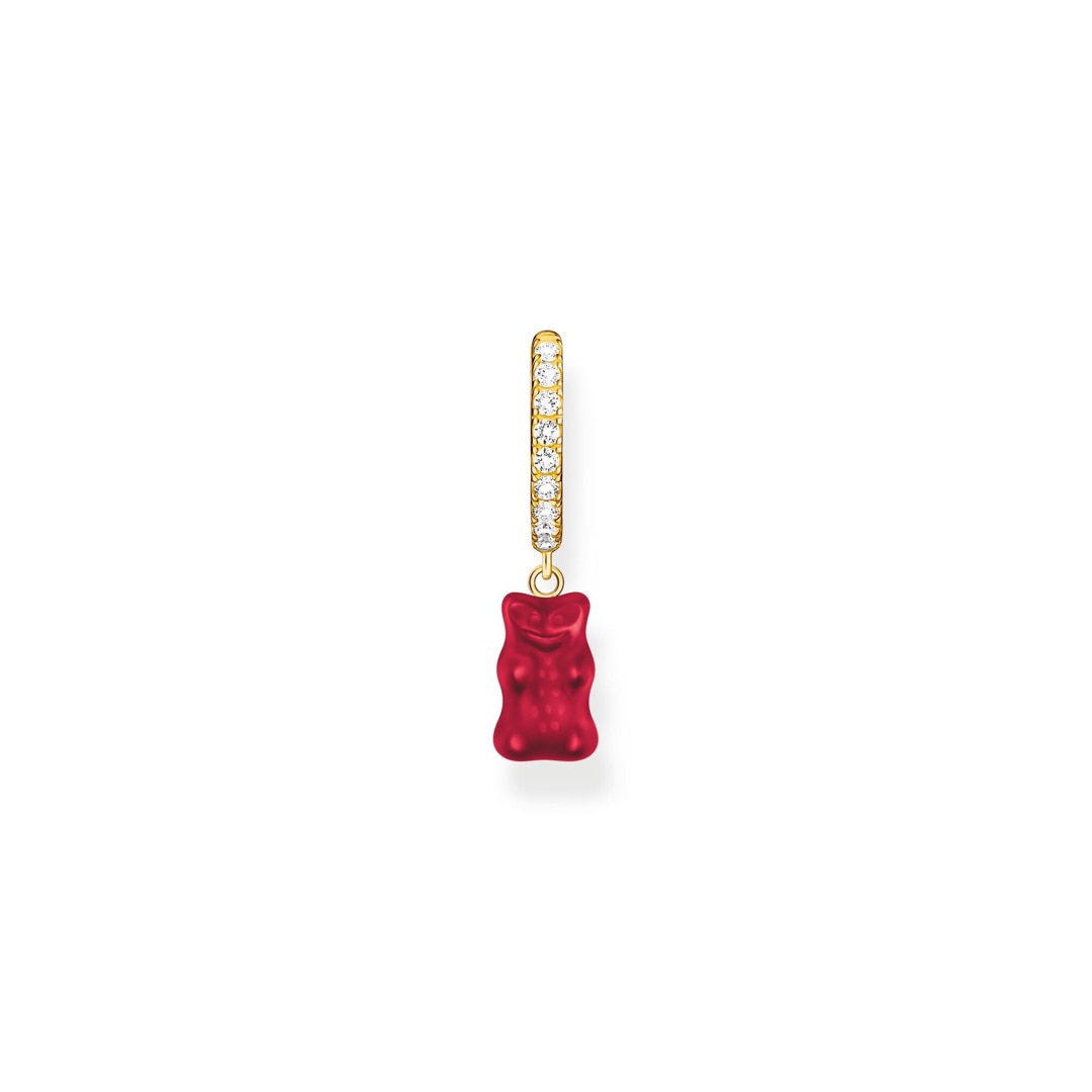 Thomas Sabo x HARIBO Einzel-Creole mit rotem Goldbären-Anhänger und Steinen vergoldet