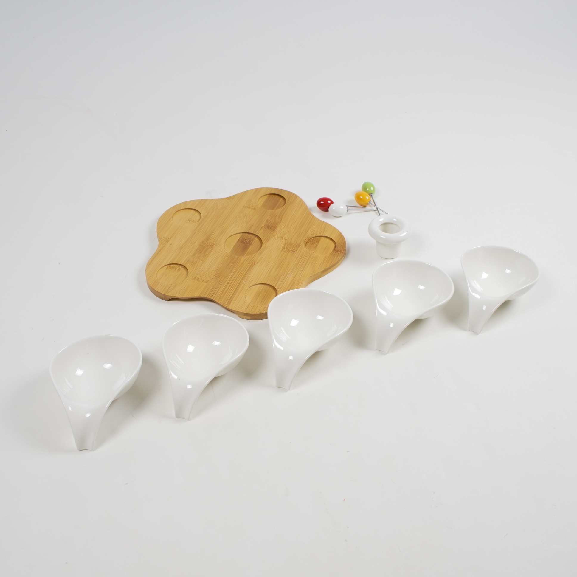Servierset 'Cinque' mit Cocktailspießen, weiß, L 10 cm, B 13 cm, H 5 cm zu 28,00