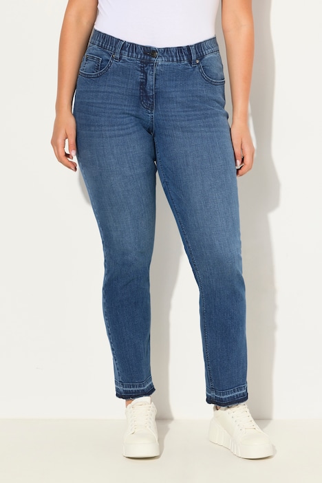 Jeans Sammy, schmales Bein, Stretch, Fransensaum