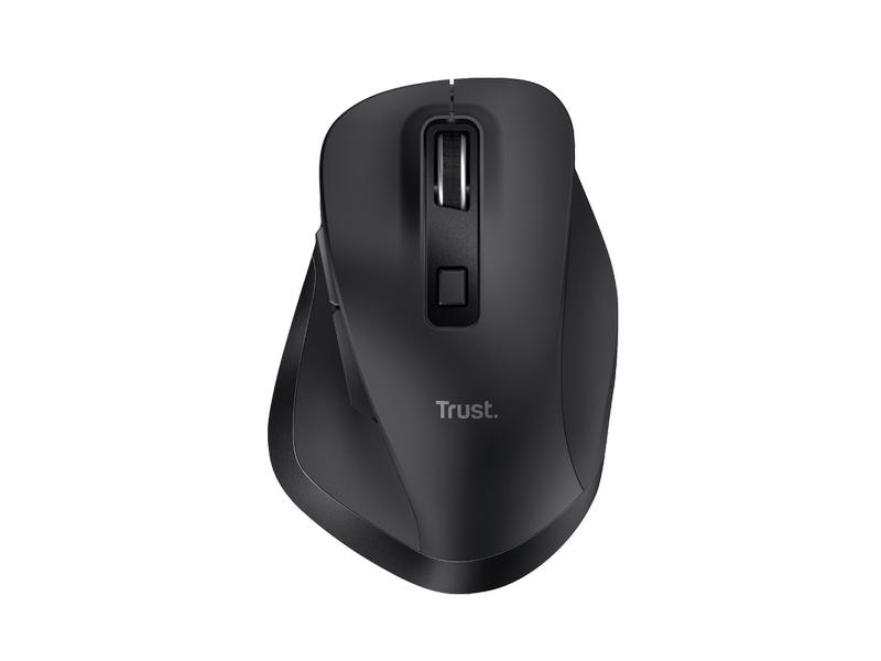 Trust Ergonomische Maus Fyda Rechargeable Schwarz Wiederaufladbare Funkmaus mit geschwungenem Design