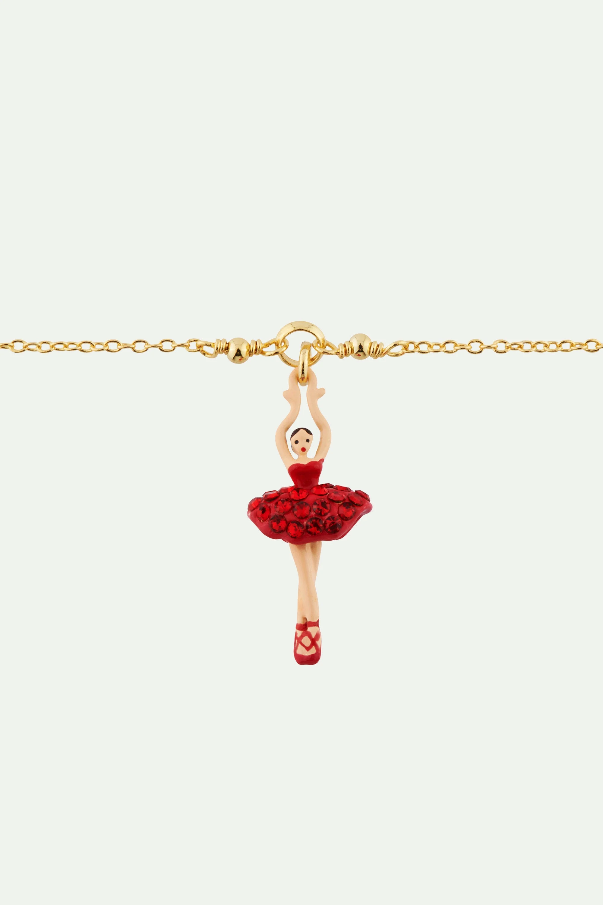 Bracelet mini ballerine en tutu pavé de strass s | Rouge
