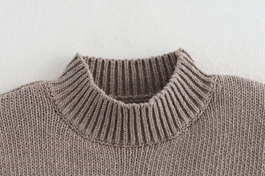 Overing - Mock Neck Plain Asymmetrische Crop Sweater Vest met Franjes