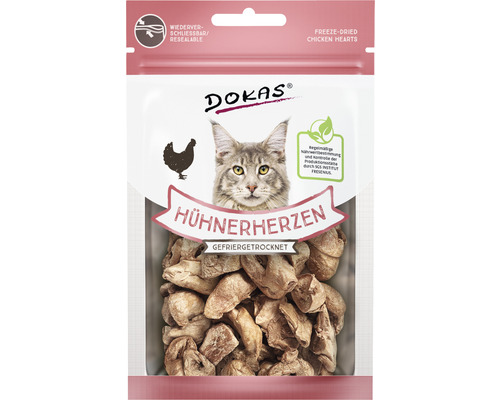 DOKAS gevriesdroogde kippenharten kattensnack, 15 g