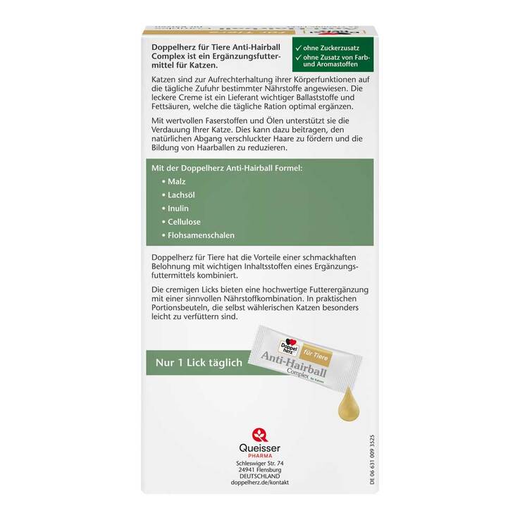 Doppelherz für Tiere Anti-Hairball Complex Katzen, 25X10 g