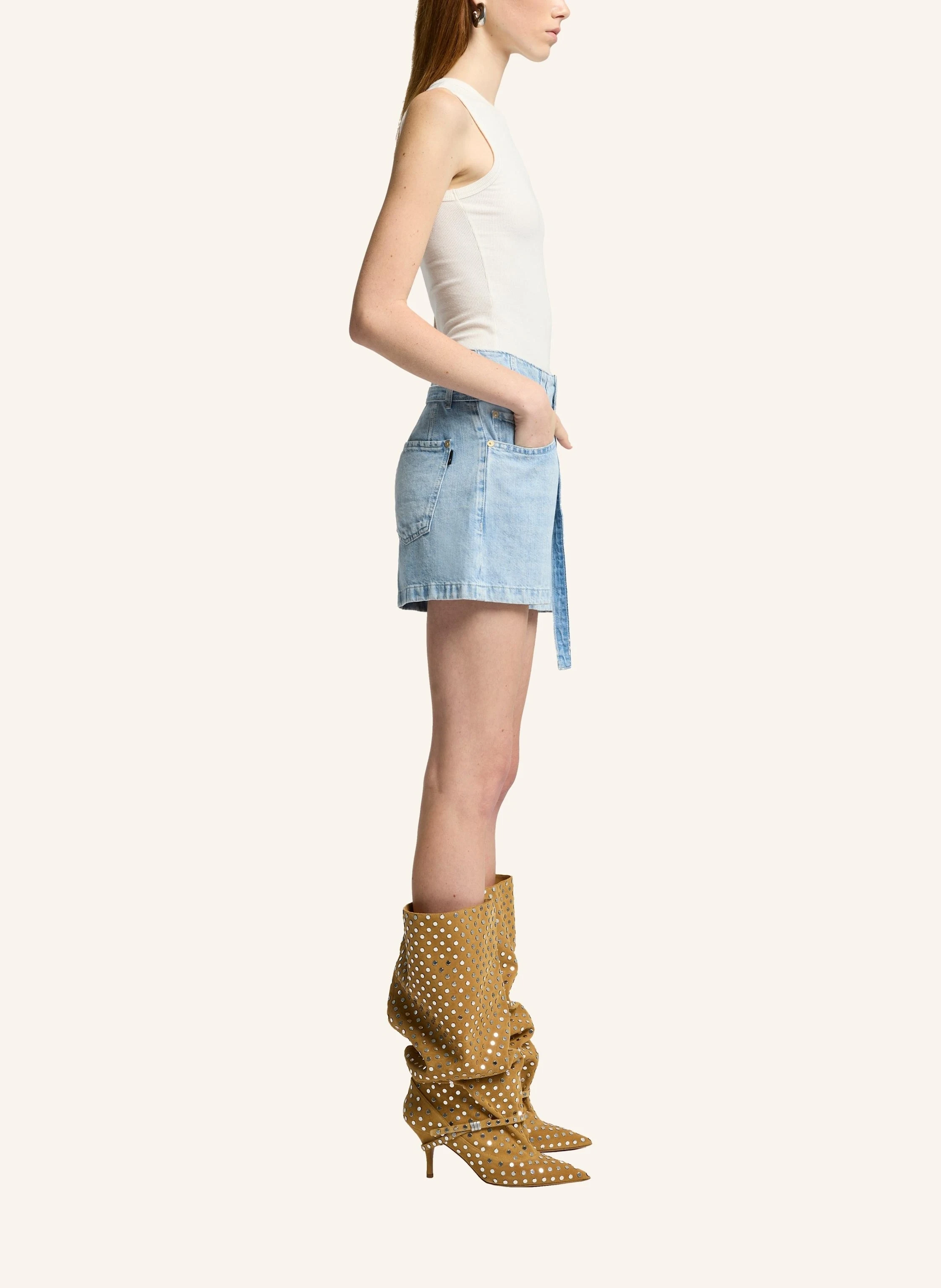 7 for all mankind BELTED Denim Shorts