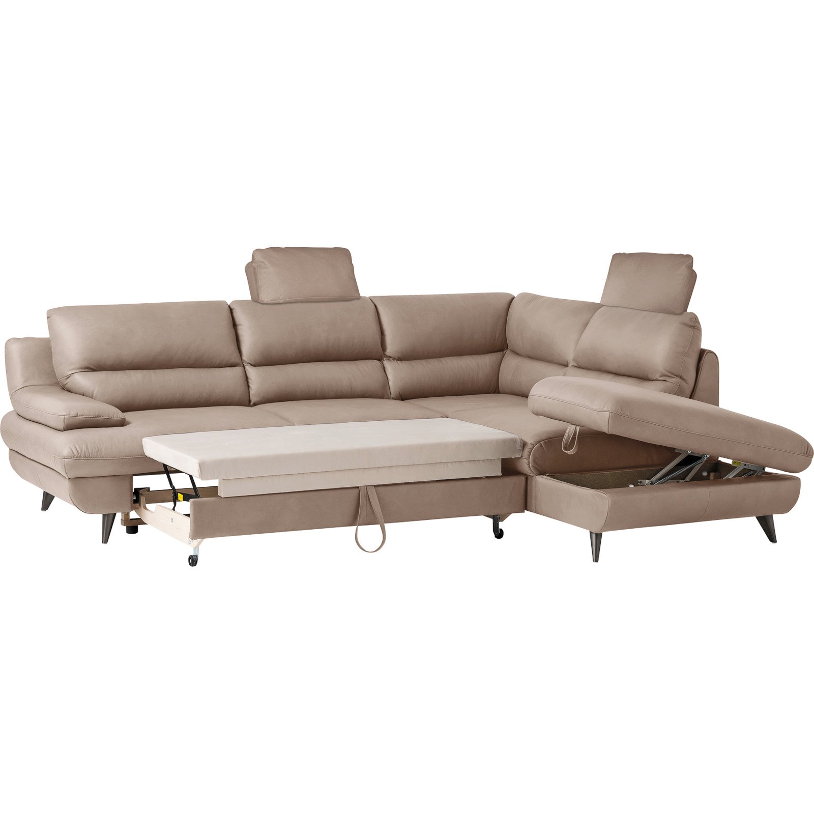 Ecksofa Pike Leder, Ottomane rechts cappuccino