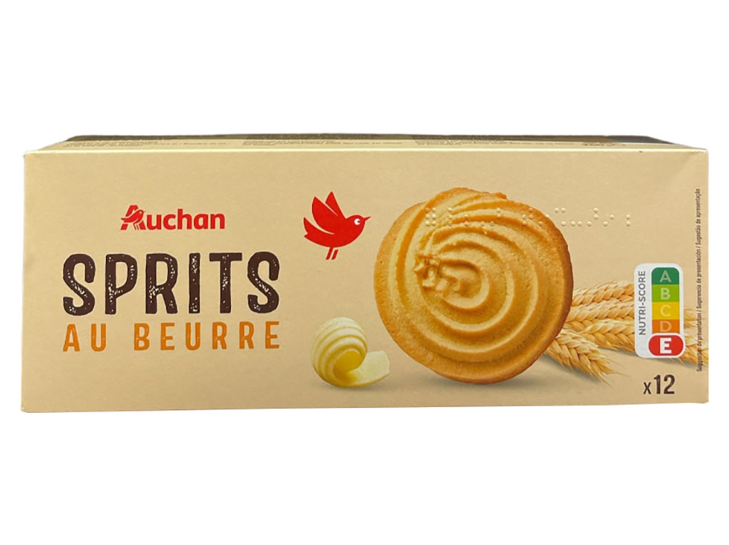 BOLACHA AUCHAN MANTEIGA SPRITS 12UN 250G