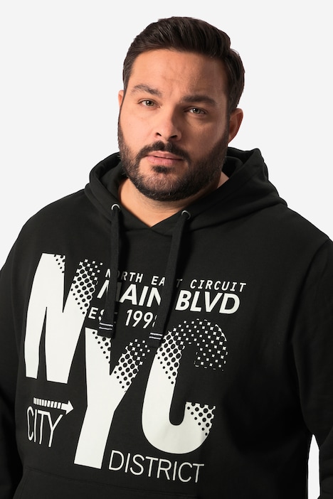 Men+ Hoodie, Kapuzensweater, NYC Print, bis 80/82