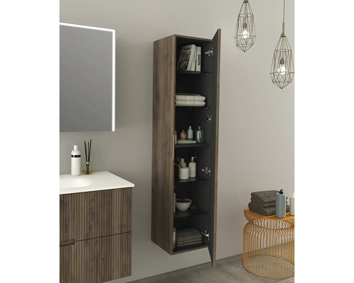 Jungborn QUATTRO/SEDICI hoge kast, BxHxD 35 x 160 x 35 cm, frontkleur: mat notenhout, 55710