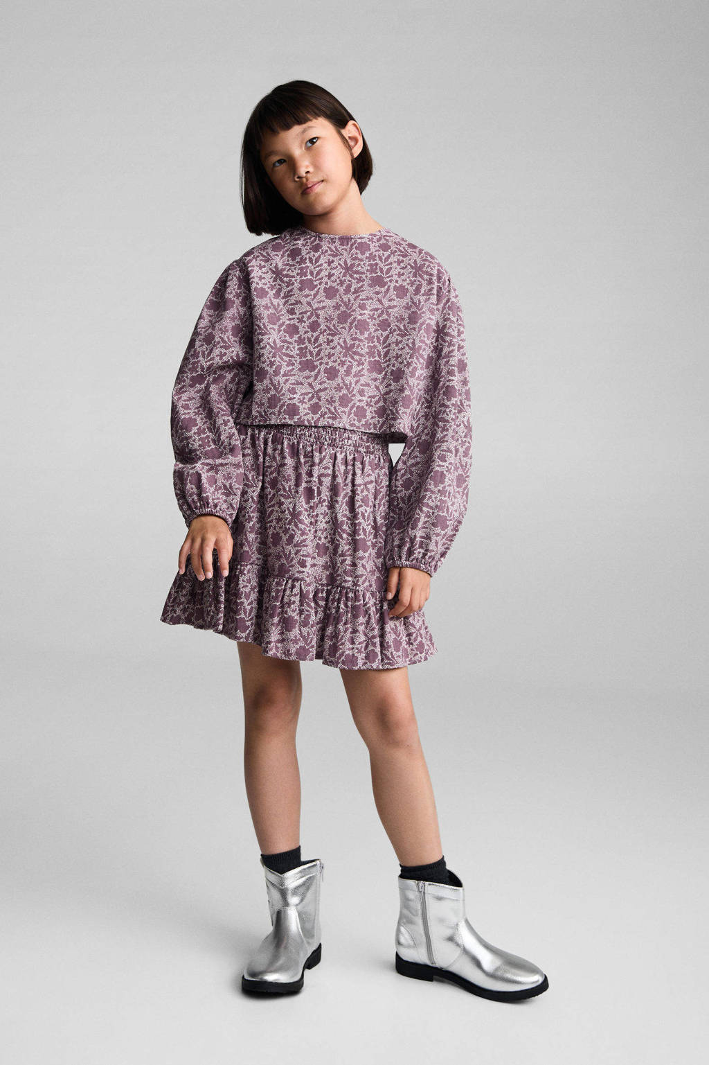 Mango Kids crop top met all over print paars